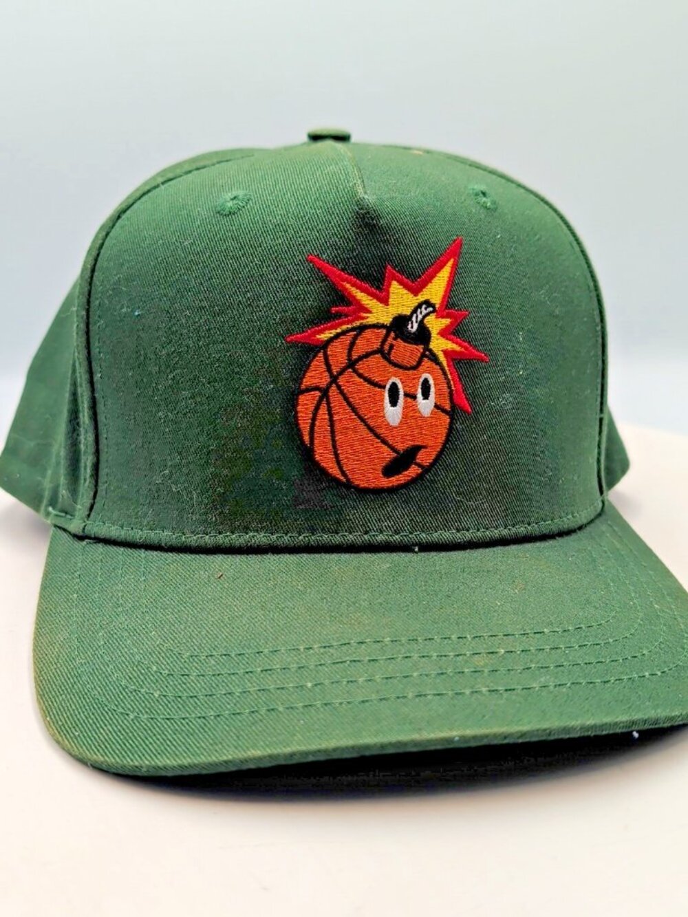 Adam Bomb By The Hundreds Basketball Green Graphic Snapback Hat Y2K Skater